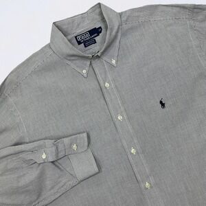 Polo Ralph Lauren Yarmouth Dress Shirt Men's 17 Gray Micro Grid Button Down